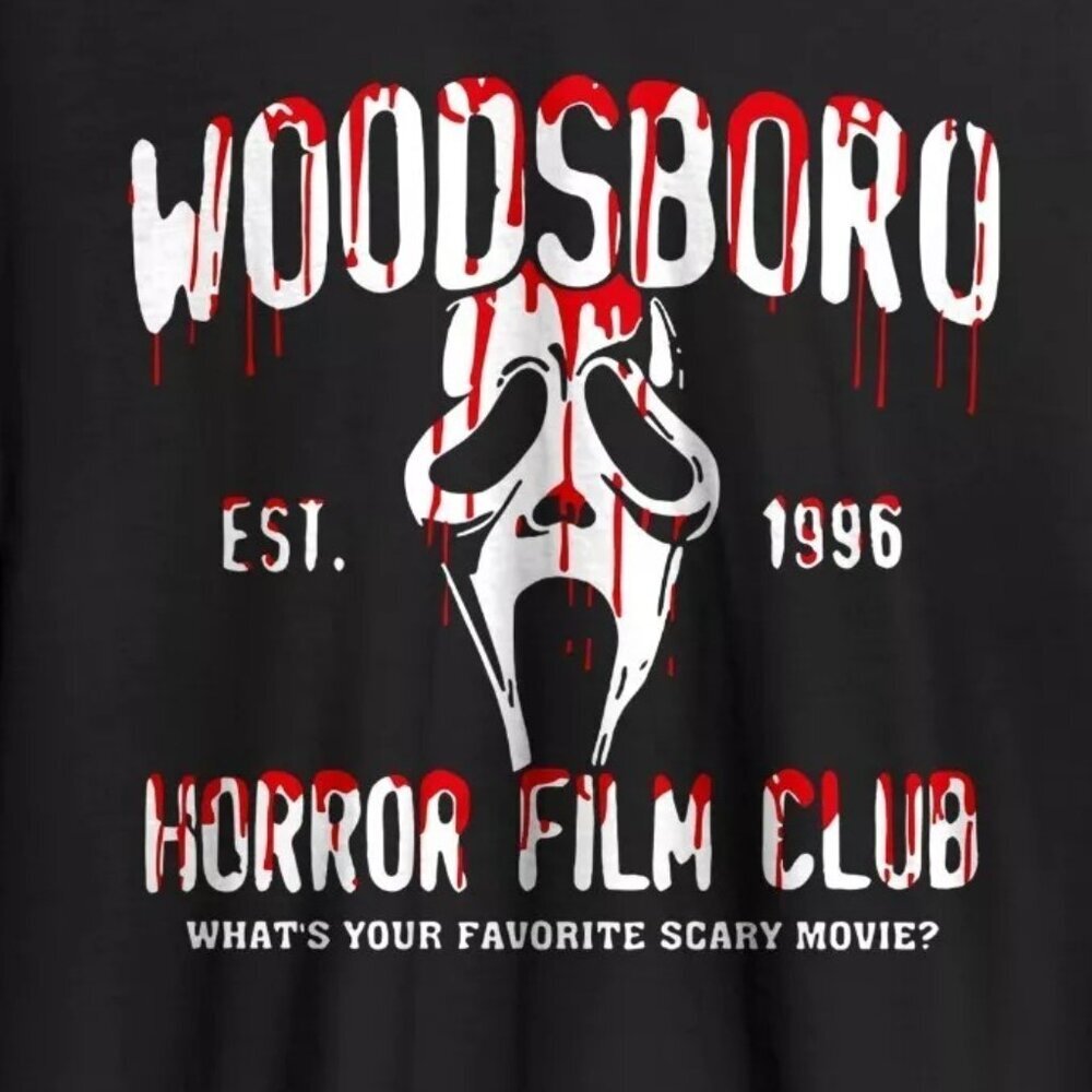 Scream Horror Movie Tshirt Ghostface Woodsboro Horror Film Club Shirt Halloween - Picture 2 of 5